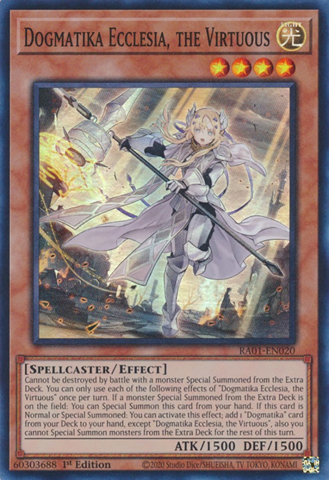 Dogmatika Ecclesia, the Virtuous [RA01-EN020] Super Rare | Mega City Incorporated
