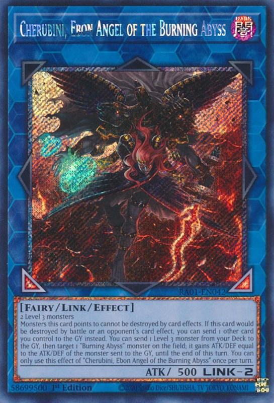 Cherubini, Ebon Angel of the Burning Abyss [RA01-EN042] Platinum Secret Rare | Mega City Incorporated