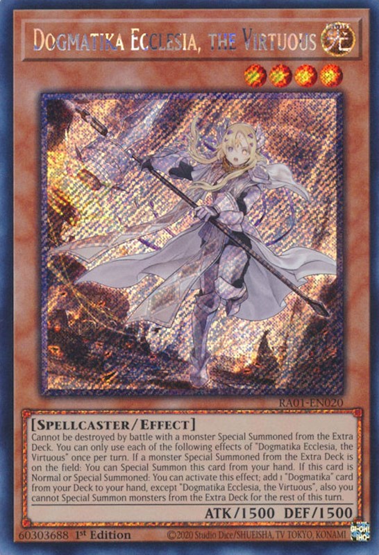 Dogmatika Ecclesia, the Virtuous [RA01-EN020] Platinum Secret Rare | Mega City Incorporated