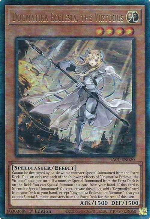 Dogmatika Ecclesia, the Virtuous [RA01-EN020] Prismatic Ultimate Rare | Mega City Incorporated