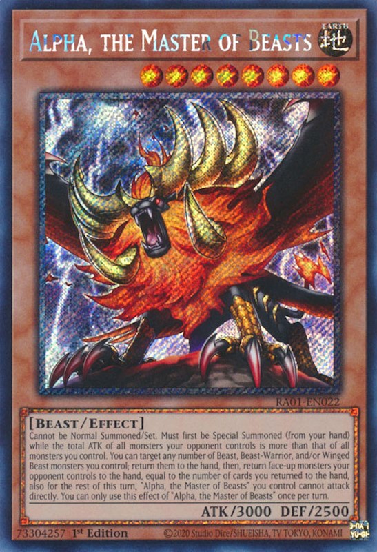 Alpha, the Master of Beasts [RA01-EN022] Platinum Secret Rare | Mega City Incorporated