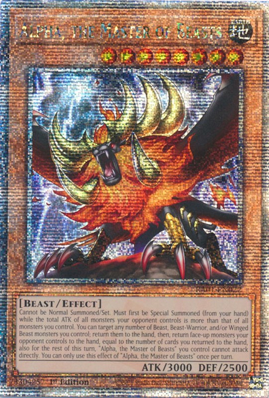 Alpha, the Master of Beasts [RA01-EN022] Quarter Century Secret Rare | Mega City Incorporated