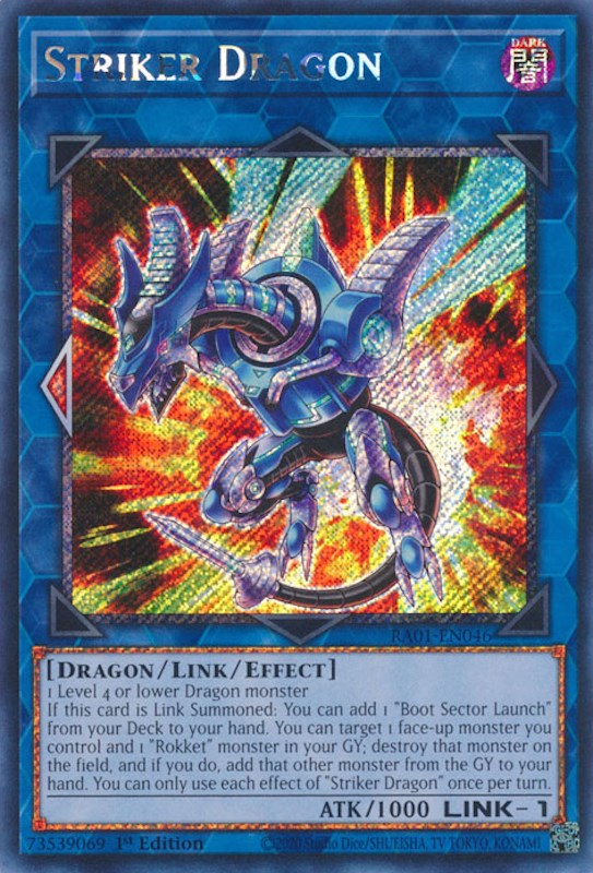 Striker Dragon [RA01-EN046] Platinum Secret Rare | Mega City Incorporated