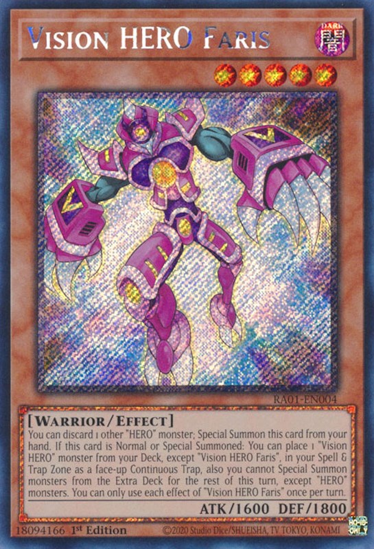 Vision HERO Faris [RA01-EN004] Platinum Secret Rare | Mega City Incorporated