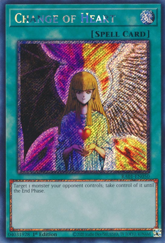 Change of Heart [RA01-EN050] Platinum Secret Rare | Mega City Incorporated