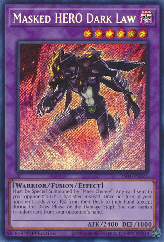 Masked HERO Dark Law [RA01-EN025] Secret Rare | Mega City Incorporated