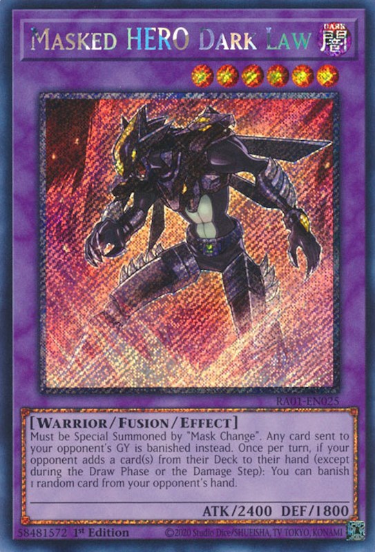 Masked HERO Dark Law [RA01-EN025] Platinum Secret Rare | Mega City Incorporated