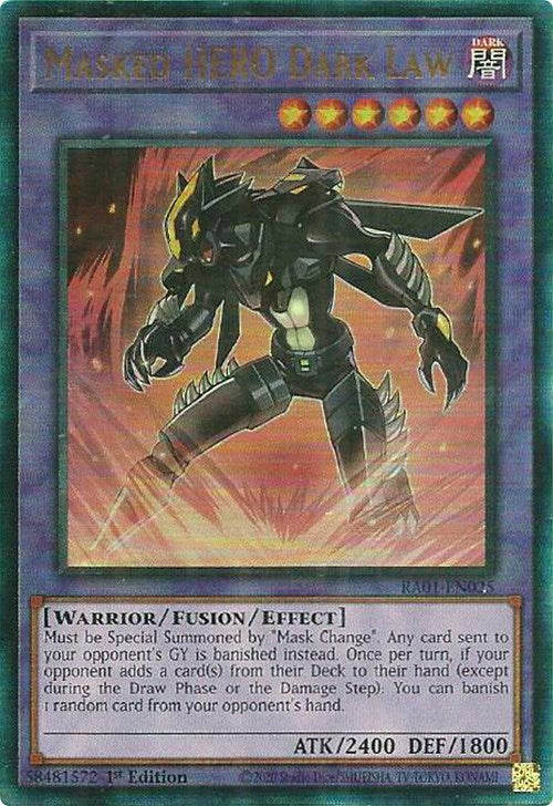 Masked HERO Dark Law [RA01-EN025] Prismatic Ultimate Rare | Mega City Incorporated