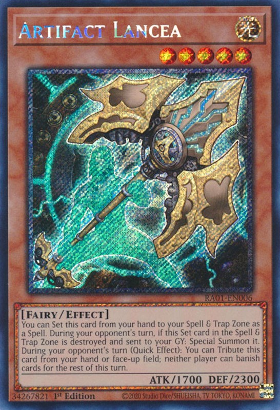 Artifact Lancea [RA01-EN006] Platinum Secret Rare | Mega City Incorporated