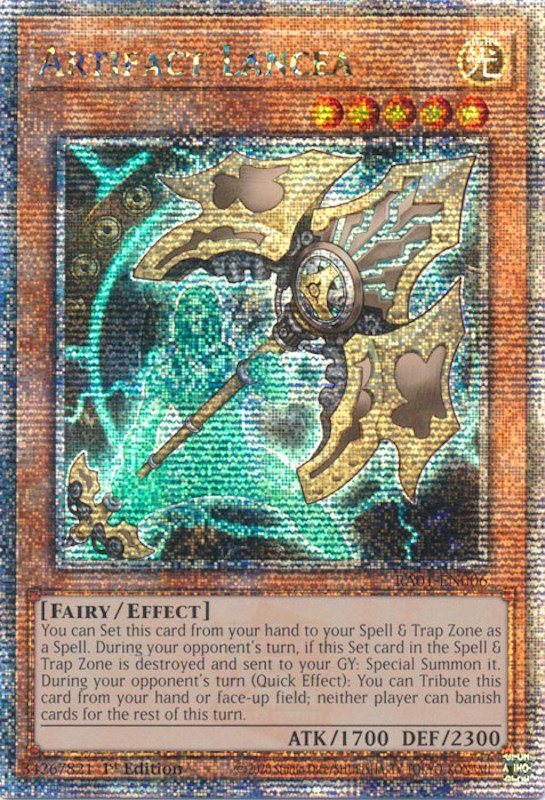 Artifact Lancea [RA01-EN006] Quarter Century Secret Rare | Mega City Incorporated