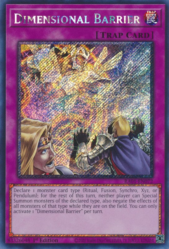 Dimensional Barrier [RA01-EN072] Platinum Secret Rare | Mega City Incorporated