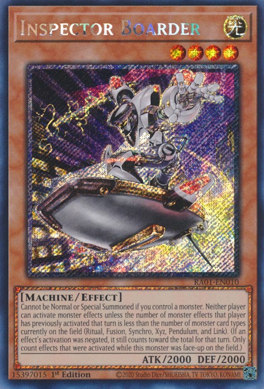 Inspector Boarder [RA01-EN010] Platinum Secret Rare | Mega City Incorporated