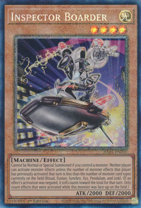 Inspector Boarder [RA01-EN010] Prismatic Collector's Rare | Mega City Incorporated