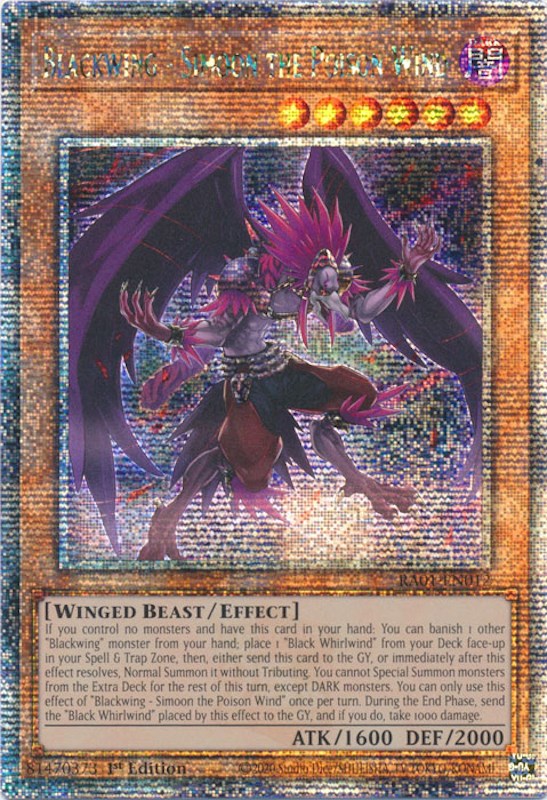 Blackwing - Simoon the Poison Wind [RA01-EN012] Quarter Century Secret Rare | Mega City Incorporated