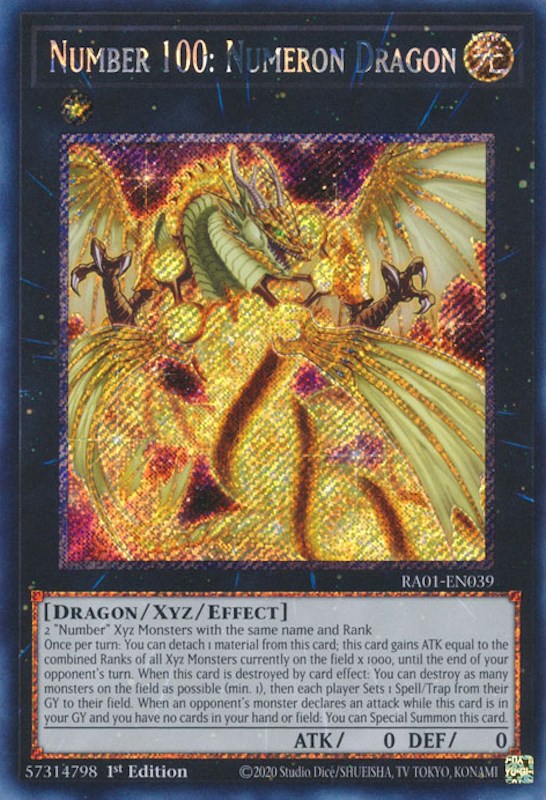 Number 100: Numeron Dragon [RA01-EN039] Platinum Secret Rare | Mega City Incorporated