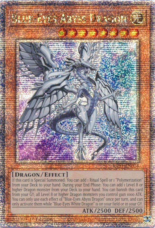 Blue-Eyes Abyss Dragon [RA01-EN016] Quarter Century Secret Rare | Mega City Incorporated