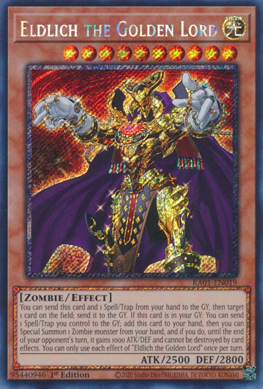 Eldlich the Golden Lord [RA01-EN019] Platinum Secret Rare | Mega City Incorporated