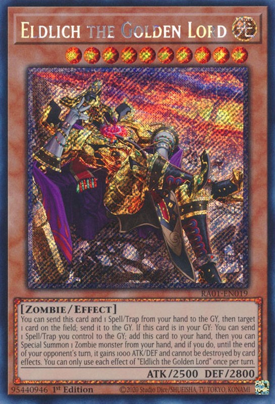 Eldlich the Golden Lord (Alternate Art) [RA01-EN019] Platinum Secret Rare | Mega City Incorporated