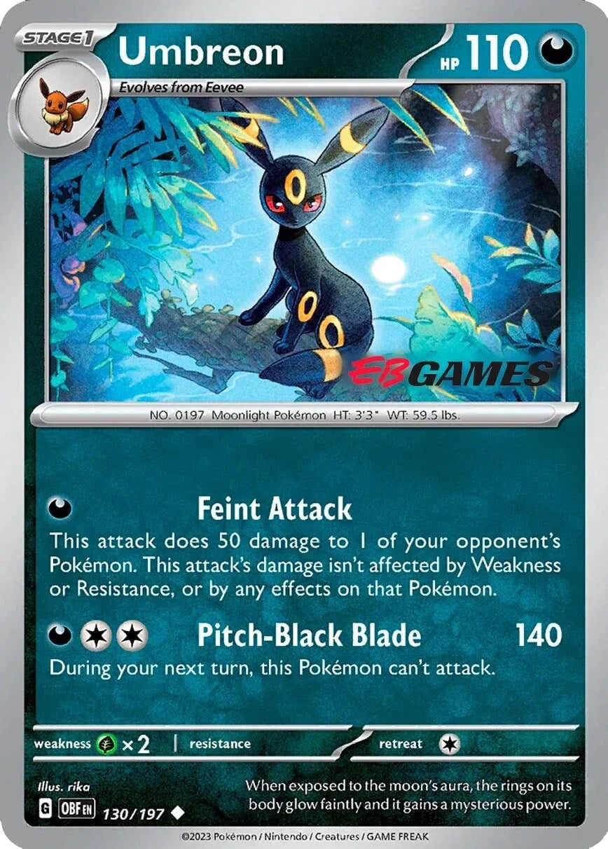 Umbreon (130/197) (EBGames Exclusive) [Scarlet & Violet: Obsidian Flames] | Mega City Incorporated