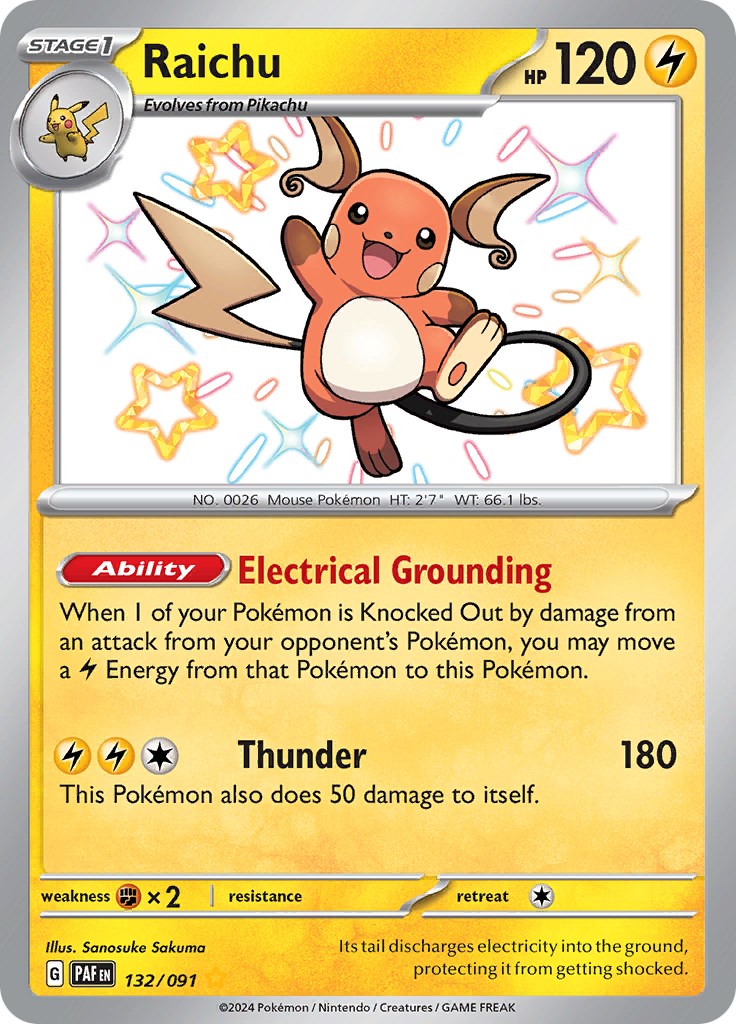 Raichu (132/091) [Scarlet & Violet: Paldean Fates] | Mega City Incorporated