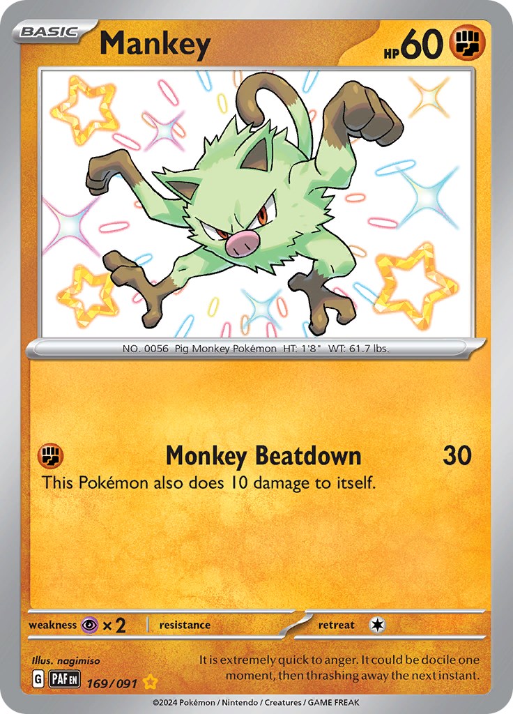 Mankey (169/091) [Scarlet & Violet: Paldean Fates] | Mega City Incorporated