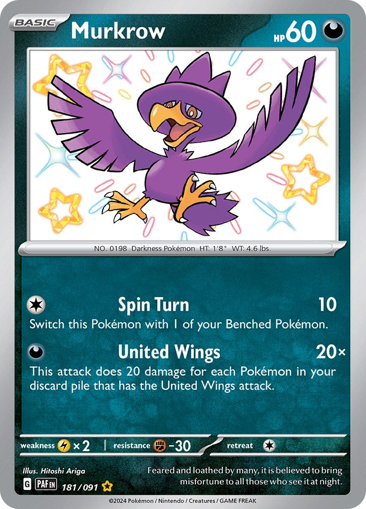 Murkrow (181/091) [Scarlet & Violet: Paldean Fates] | Mega City Incorporated