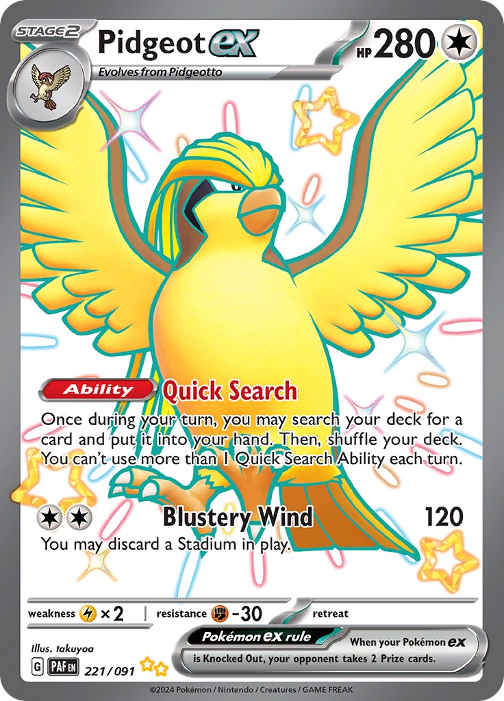 Pidgeot ex (221/091) [Scarlet & Violet: Paldean Fates] | Mega City Incorporated