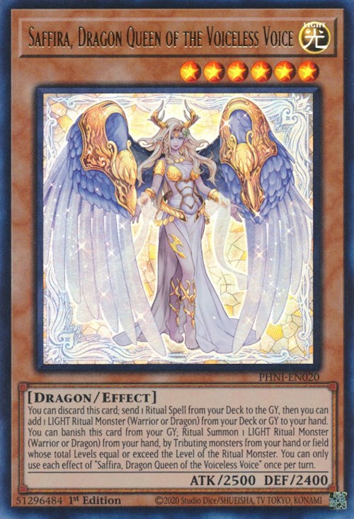 Saffira, Dragon Queen of the Voiceless Voice [PHNI-EN020] Ultra Rare | Mega City Incorporated