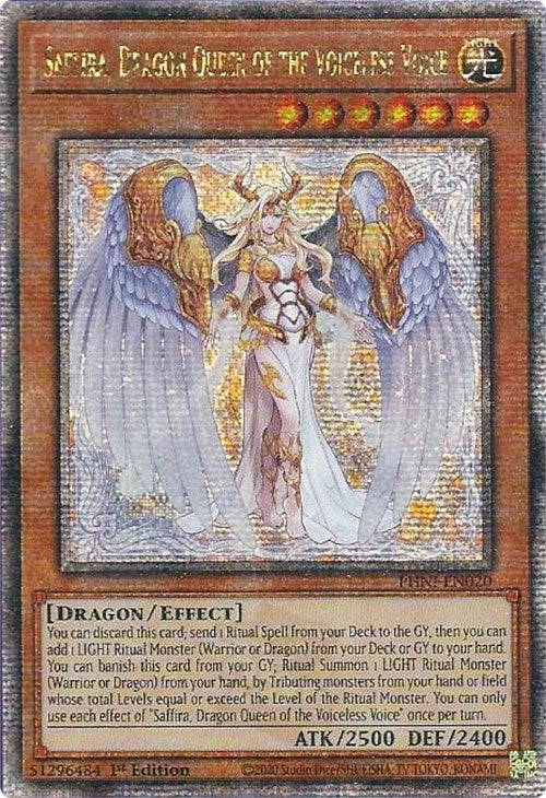 Saffira, Dragon Queen of the Voiceless Voice [PHNI-EN020] Quarter Century Secret Rare | Mega City Incorporated