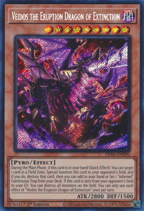 Veidos the Eruption Dragon of Extinction [PHNI-EN090] Secret Rare | Mega City Incorporated