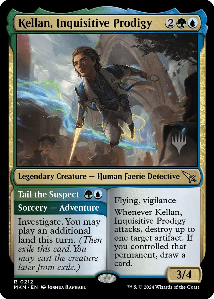 Kellan, Inquisitive Prodigy // Tail the Suspect (Promo Pack) [Murders at Karlov Manor Promos] | Mega City Incorporated