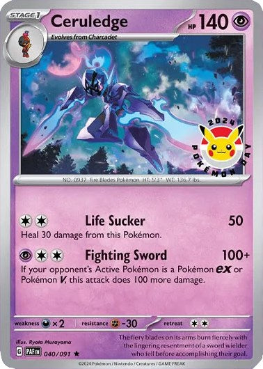 Ceruledge (040/091) (Pokemon Day 2024)(Cosmos Holo) [Scarlet & Violet: Black Star Promos] | Mega City Incorporated