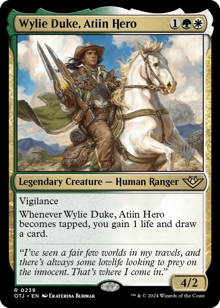 Wylie Duke, Atiin Hero (Promo Pack) [Outlaws of Thunder Junction Promos] | Mega City Incorporated