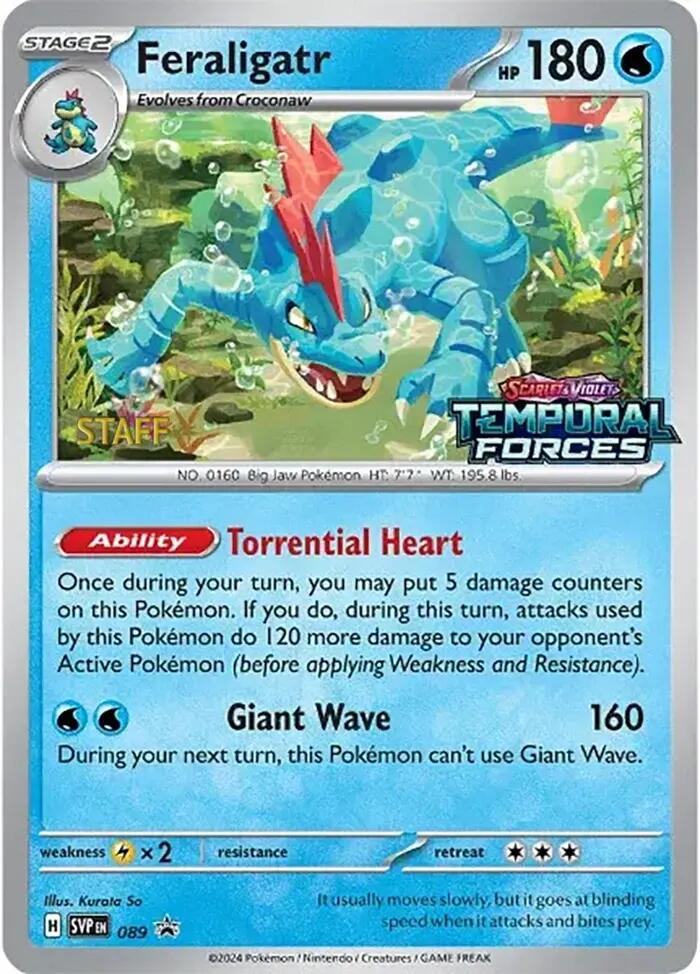 Feraligatr (089) (Staff Prerelease Promo) [Scarlet & Violet: Black Star Promos] | Mega City Incorporated