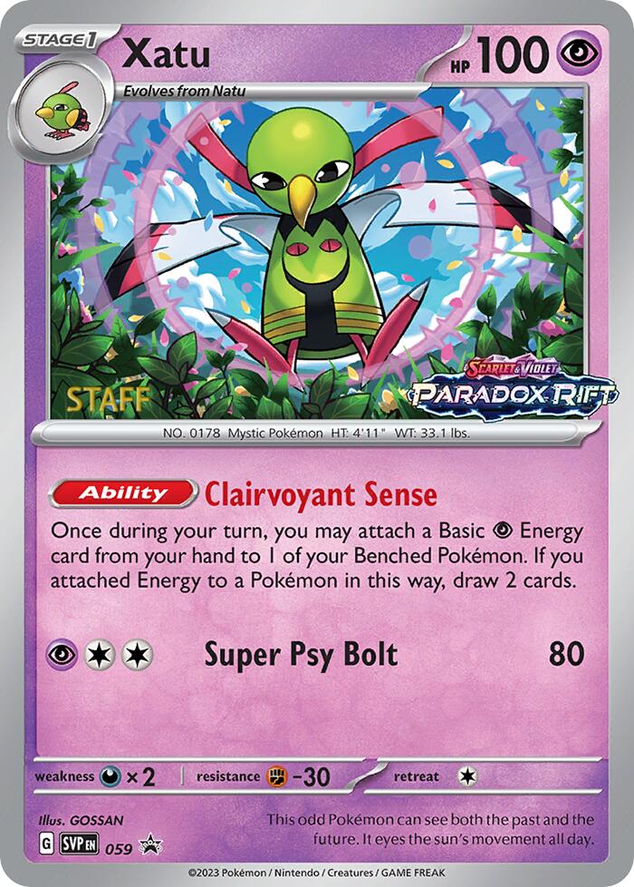 Xatu (059) (Staff Prerelease Promo) [Scarlet & Violet: Black Star Promos] | Mega City Incorporated