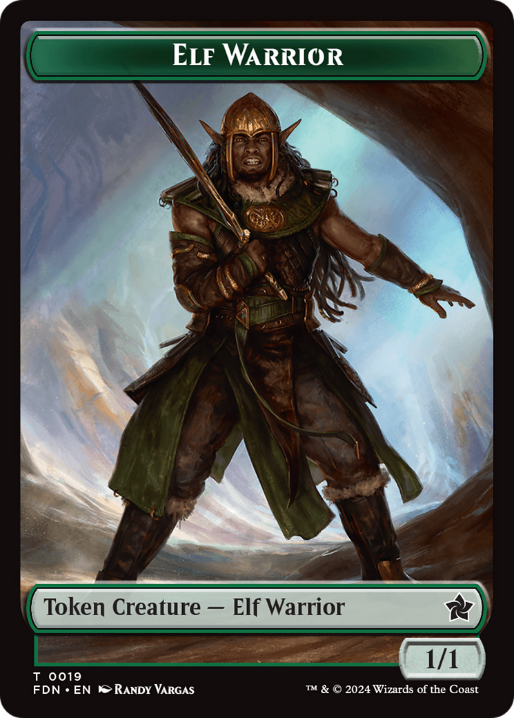 Emblem - Vivien Reid // Elf Warrior Double-Sided Token [Foundations Tokens] | Mega City Incorporated