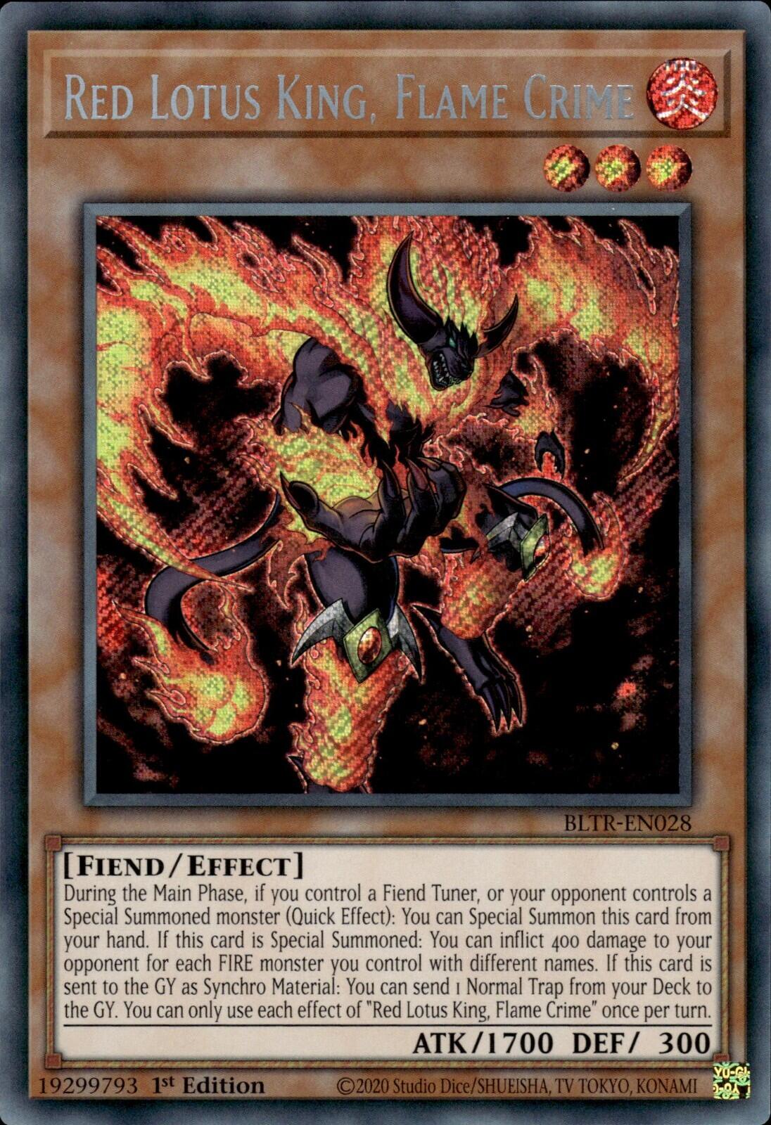 Red Lotus King, Flame Crime [BLTR-EN028] Secret Rare | Mega City Incorporated