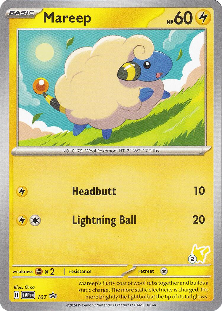 Mareep (107) (Pikachu Stamp #2) [Battle Academy 2024] | Mega City Incorporated