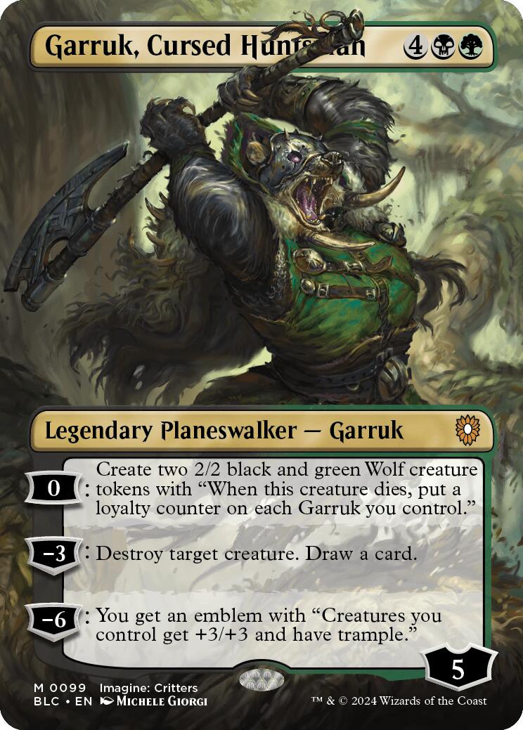 Garruk, Cursed Huntsman (Borderless) [Bloomburrow Commander] | Mega City Incorporated