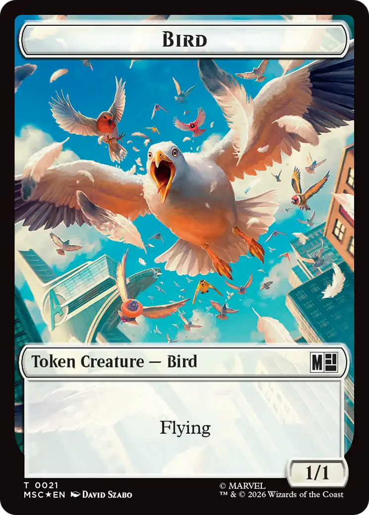 Treasure (027) // Bird (021) Double-Sided Token (Surge Foil) [Marvel Super Heroes Commander Tokens] | Mega City Incorporated