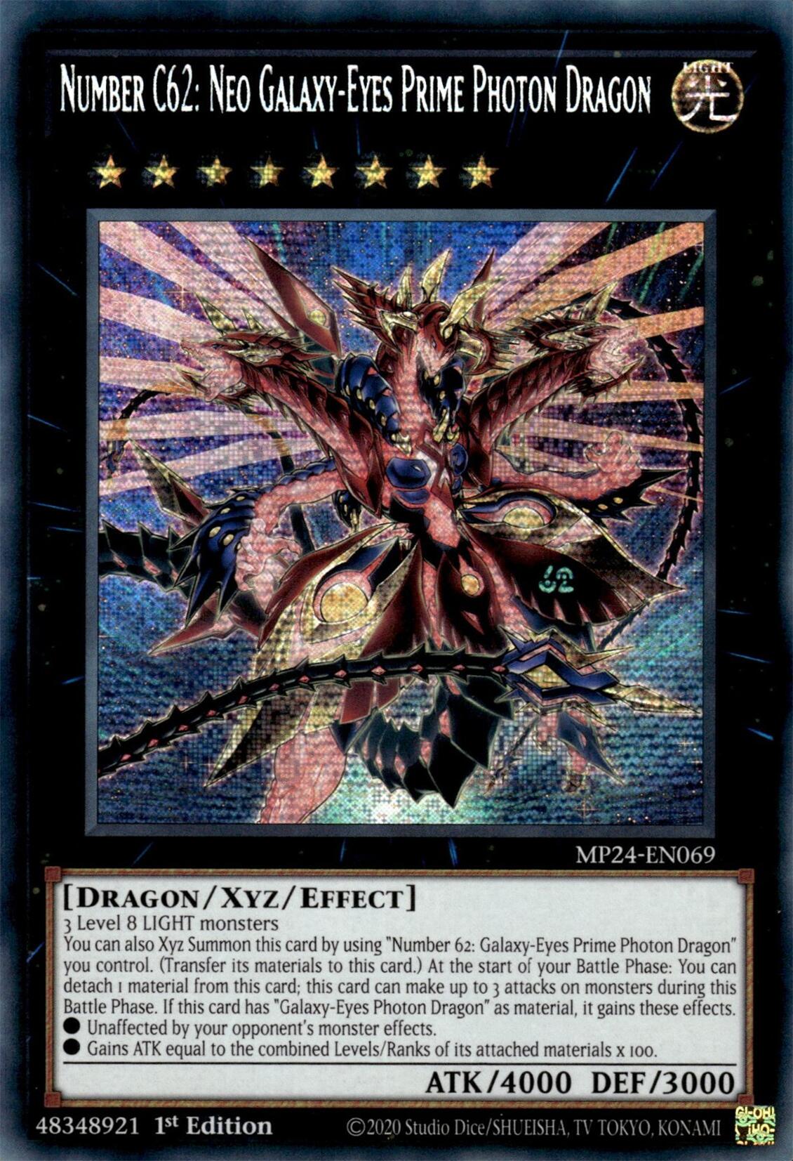 Number C62: Neo Galaxy-Eyes Prime Photon Dragon [MP24-EN069] Prismatic Secret Rare | Mega City Incorporated