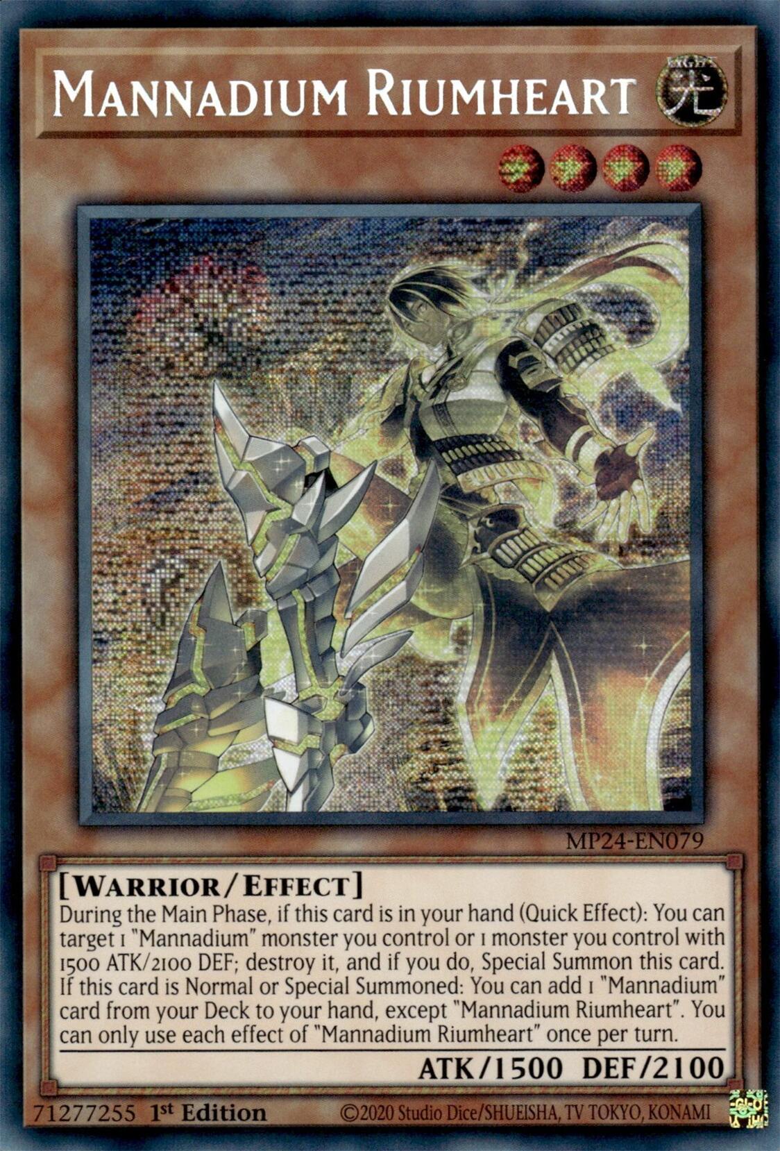 Mannadium Riumheart [MP24-EN079] Prismatic Secret Rare | Mega City Incorporated