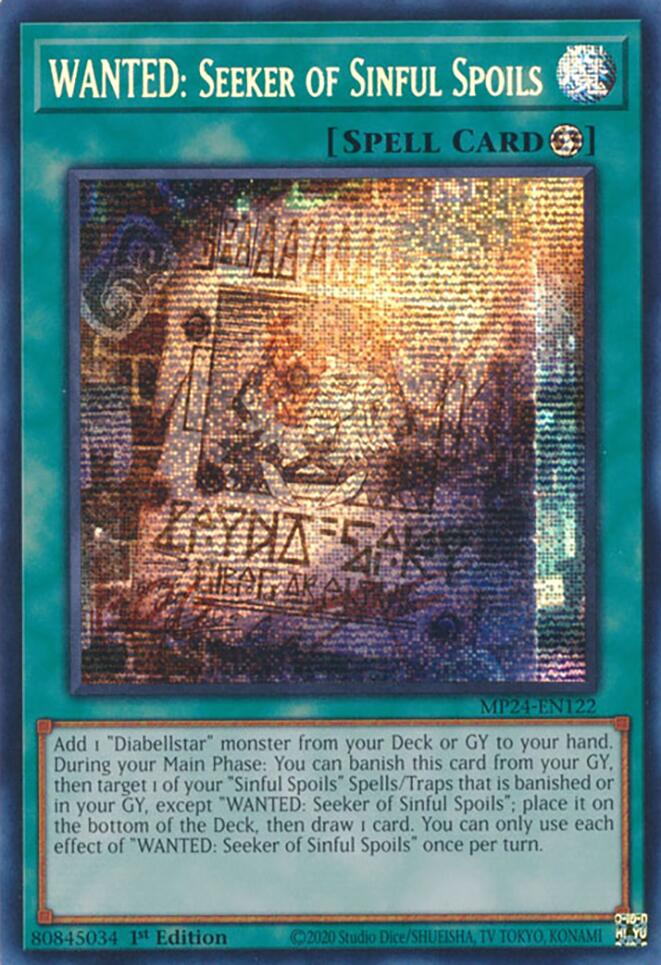 WANTED: Seeker of Sinful Spoils [MP24-EN122] Prismatic Secret Rare | Mega City Incorporated