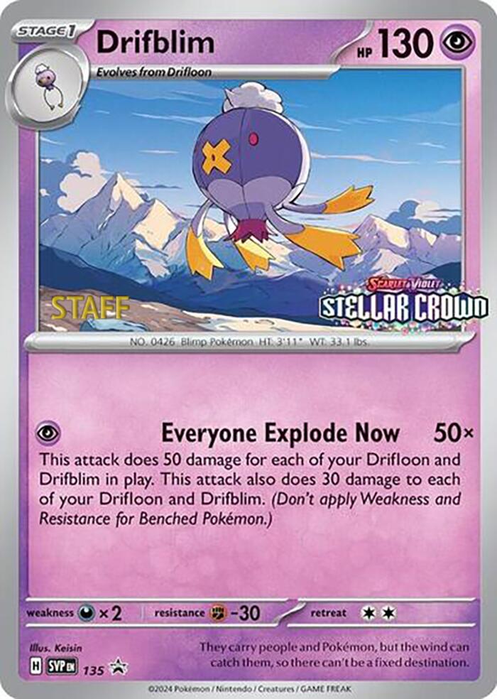 Drifblim (135) (Staff Promo) [Scarlet & Violet: Black Star Promos] | Mega City Incorporated