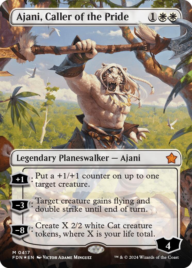 Ajani, Caller of the Pride (Borderless) (Mana Foil) [Foundations] | Mega City Incorporated