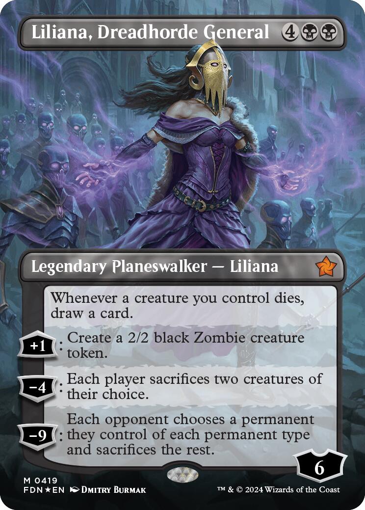 Liliana, Dreadhorde General (Borderless) (Mana Foil) [Foundations] | Mega City Incorporated