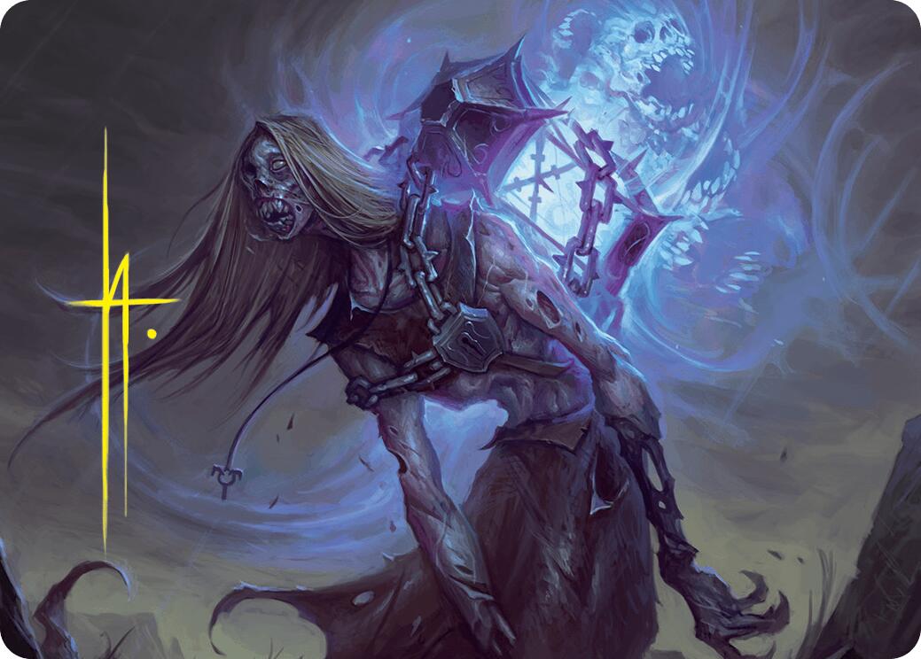 Soul-Shackled Zombie Art Card (9/54) (Gold-Stamped Signature) [Foundations Art Series] | Mega City Incorporated