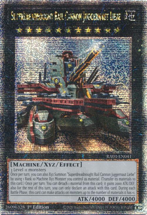 Superdreadnought Rail Cannon Juggernaut Liebe (Alternate Art) (Quarter Century Secret Rare) [RA03-EN041] Quarter Century Secret Rare | Mega City Incorporated