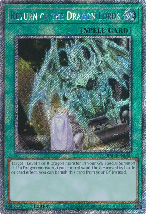 Return of the Dragon Lords (Platinum Secret Rare) [RA03-EN060] Platinum Secret Rare | Mega City Incorporated