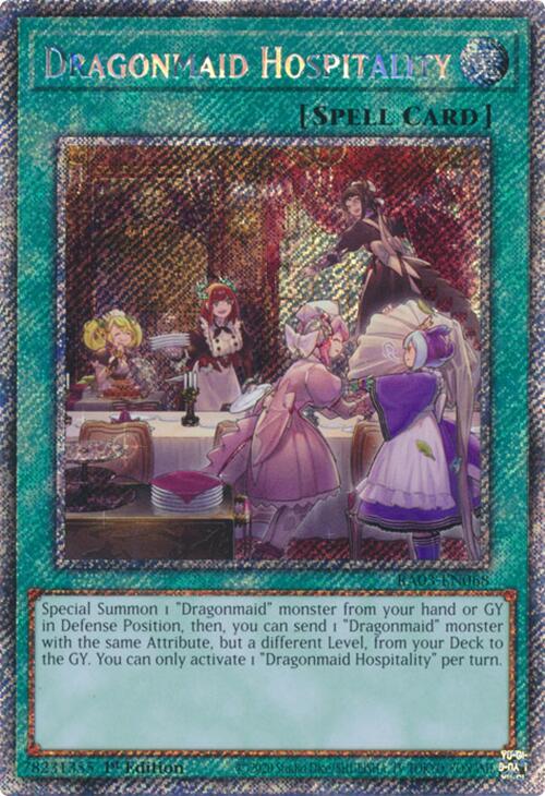 Dragonmaid Hospitality (Platinum Secret Rare) [RA03-EN068] Platinum Secret Rare | Mega City Incorporated